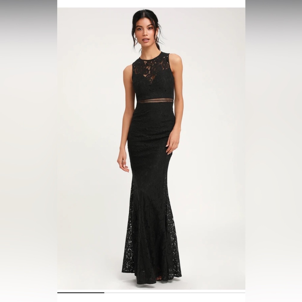 Lulus Music Of The Heart Black Lace Maxi Dress